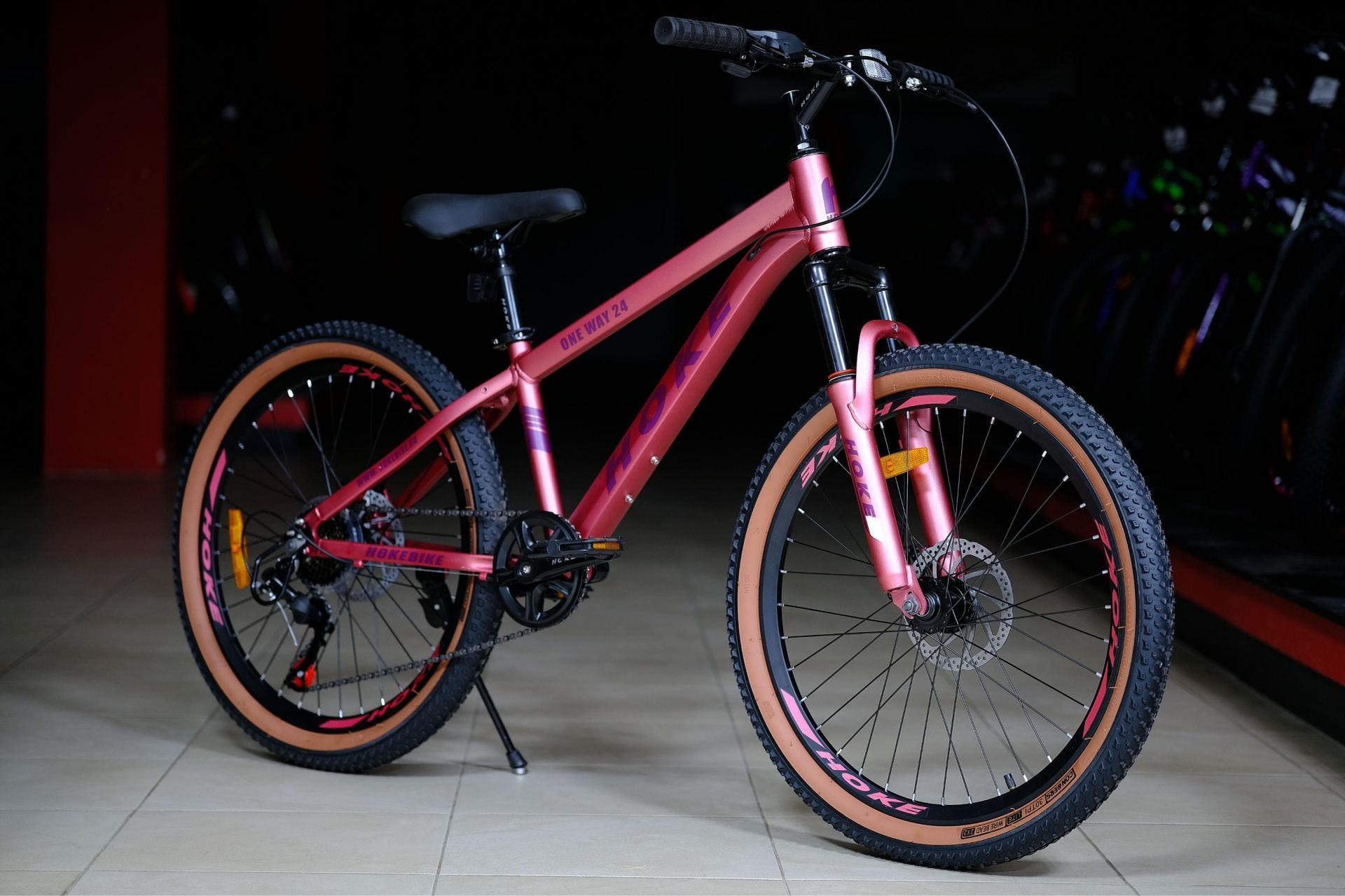 Обод 24 ALLOY двойной высокий, втулки стальные на промподшипниках HOKE ONE WAY 24 матовый розовый-фиолетовый