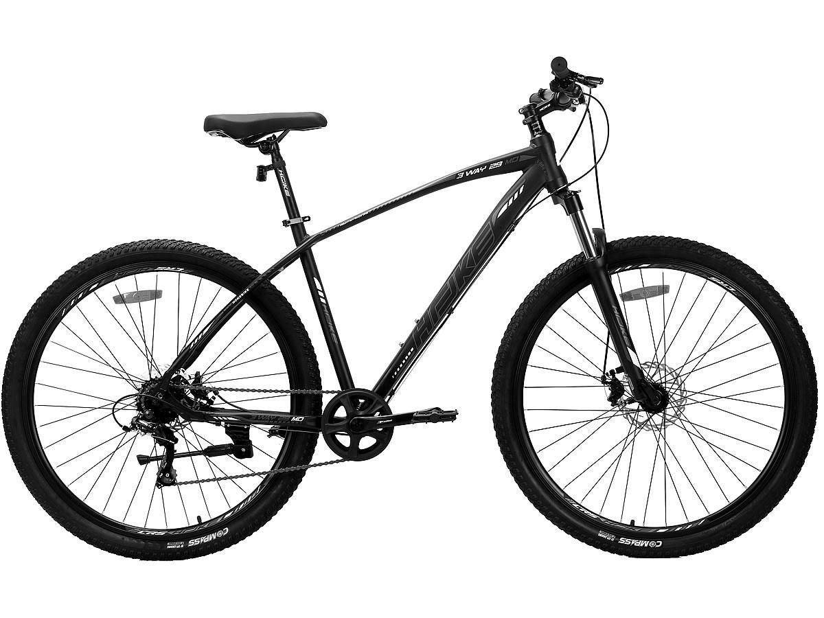 HOKE 3 Way 29 MD матовый чёрный-белый Алюминиевая рама, дисковые тормоза, на кассете, втулки под кассету на промах